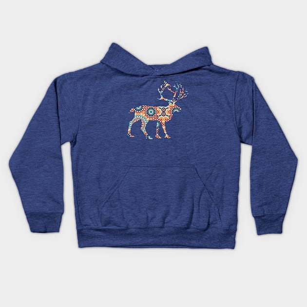 Deer Silhouette with Pattern Kids Hoodie by deificusArt